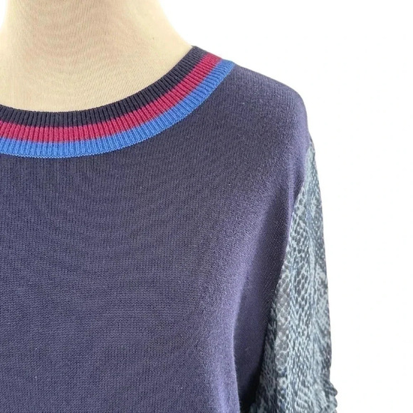 Conditions apply Anthropologie Bedford sweater M blue python cashmere Blend - Picture 2 of 14